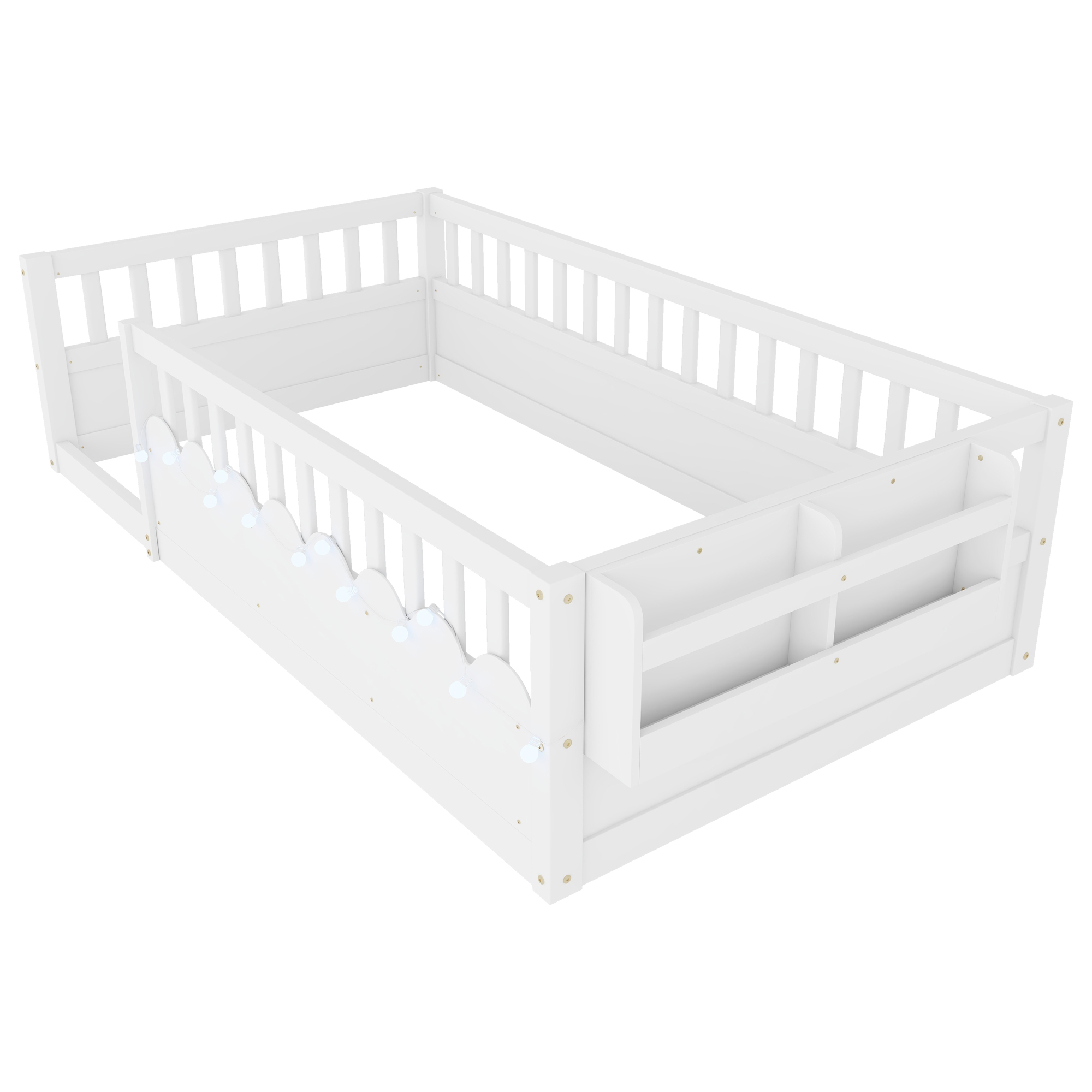 Twin Montessori Floor Bed Frame with High Rails