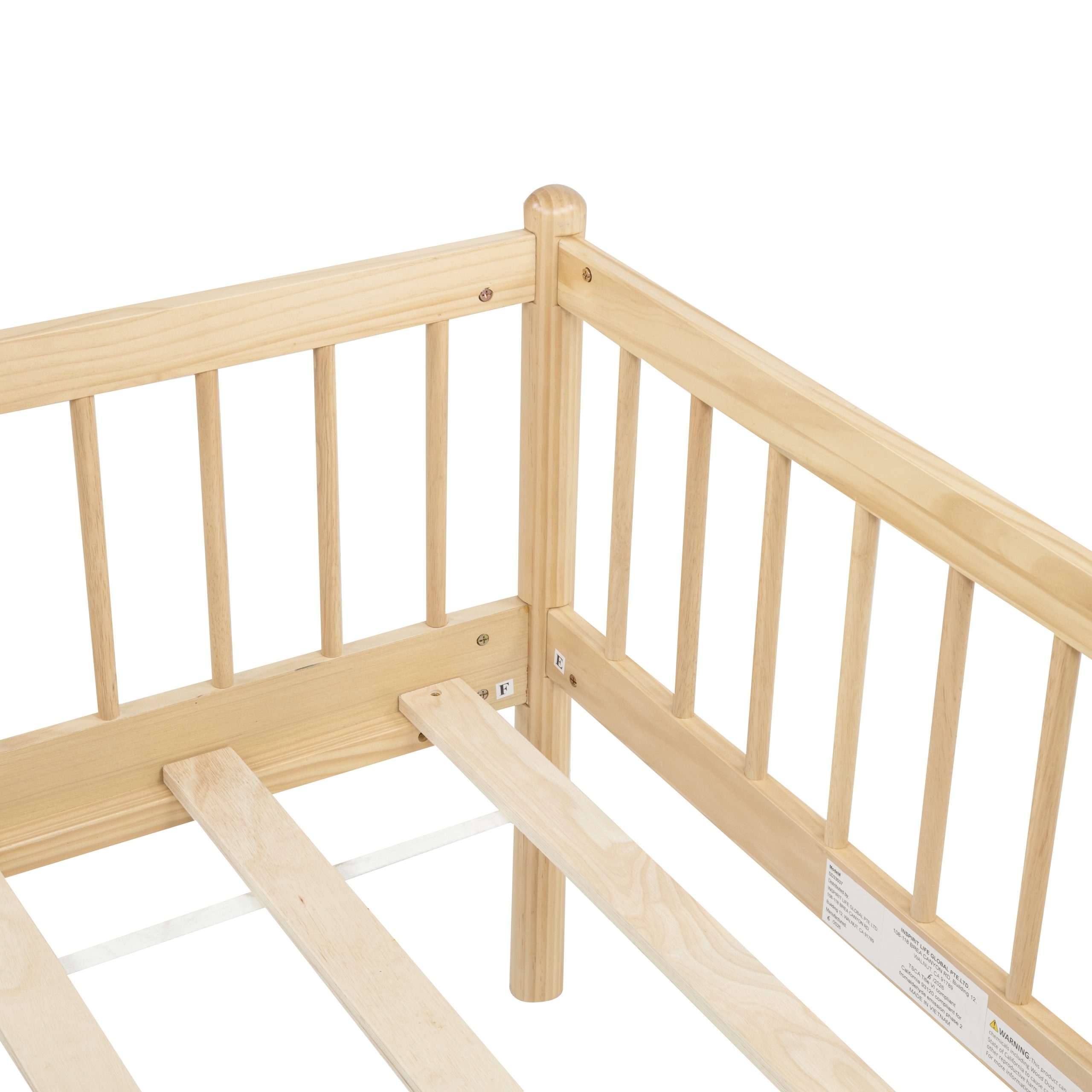 Twin Pine Wood Daybed , Sofa Bed With 3-side Guardrails & 10 Support Slats,white