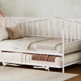 Twin Size Stylish Metal Daybed with Twin Size Adjustable Trundle