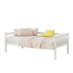 Twin Pine Wood Daybed With 3-Side Guardrails & 10 Support Slats