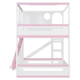 Full Size Kids Loft Bed With Slide, Storage Shelves And Guardrails