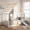 Wooden Playhouse Design Platform Bed with Front Panel and Slide