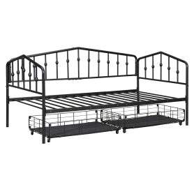 Twin Size Stylish Metal Daybed with 2 Drawers