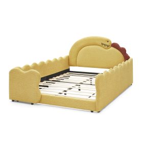 Full Size Cute Dinosaur-Shaped Bed with Safety Guardraild