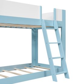 Twin Size Low Convertible Bunk Bed With Reversible Ladder And Safety Guardrails