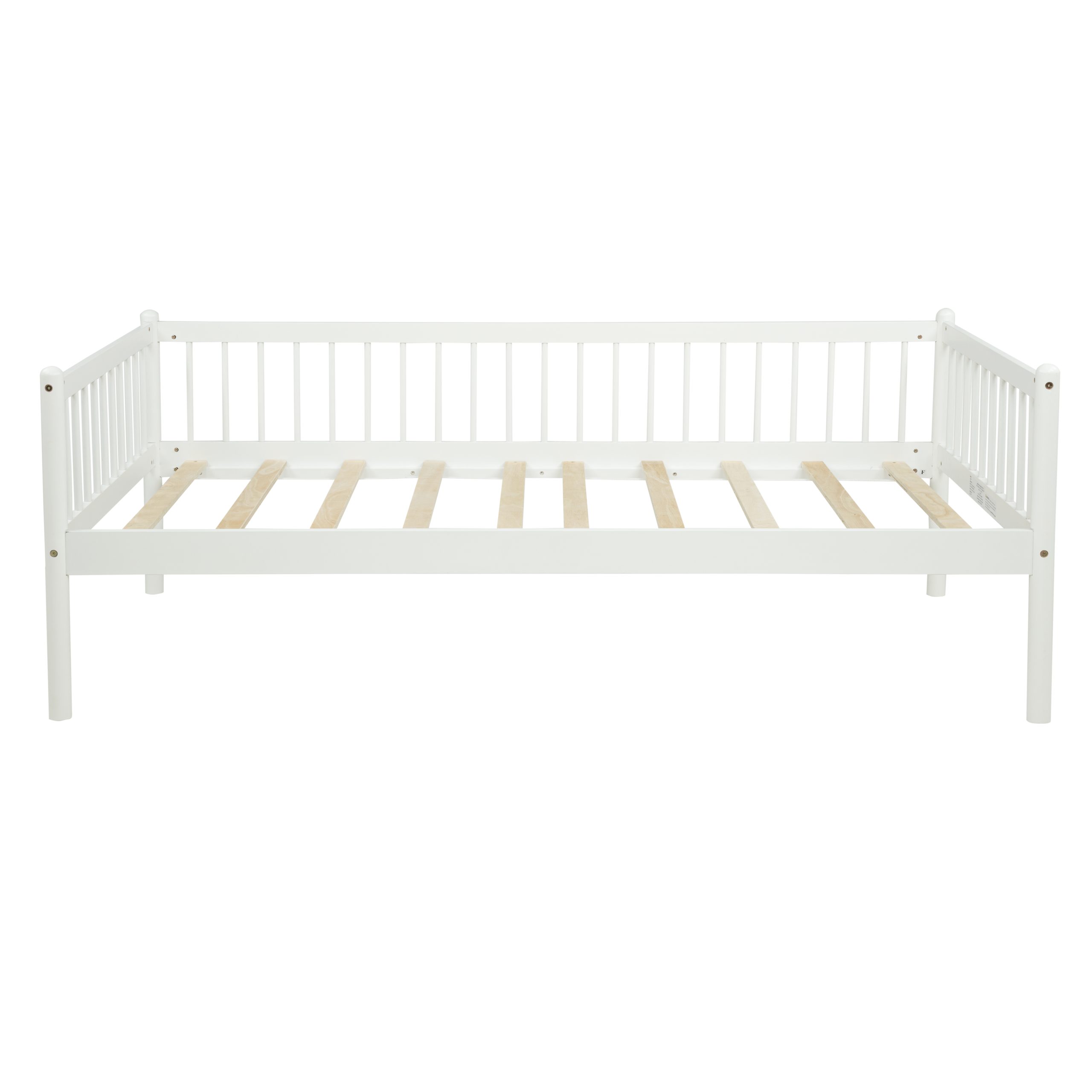 Twin Pine Wood Daybed With 3-Side Guardrails & 10 Support Slats