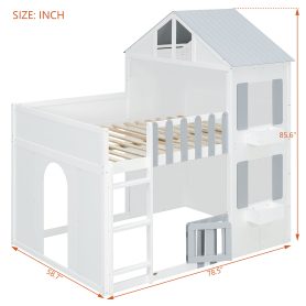 Modern Playful Design Full Over Full House Bunk Bed
