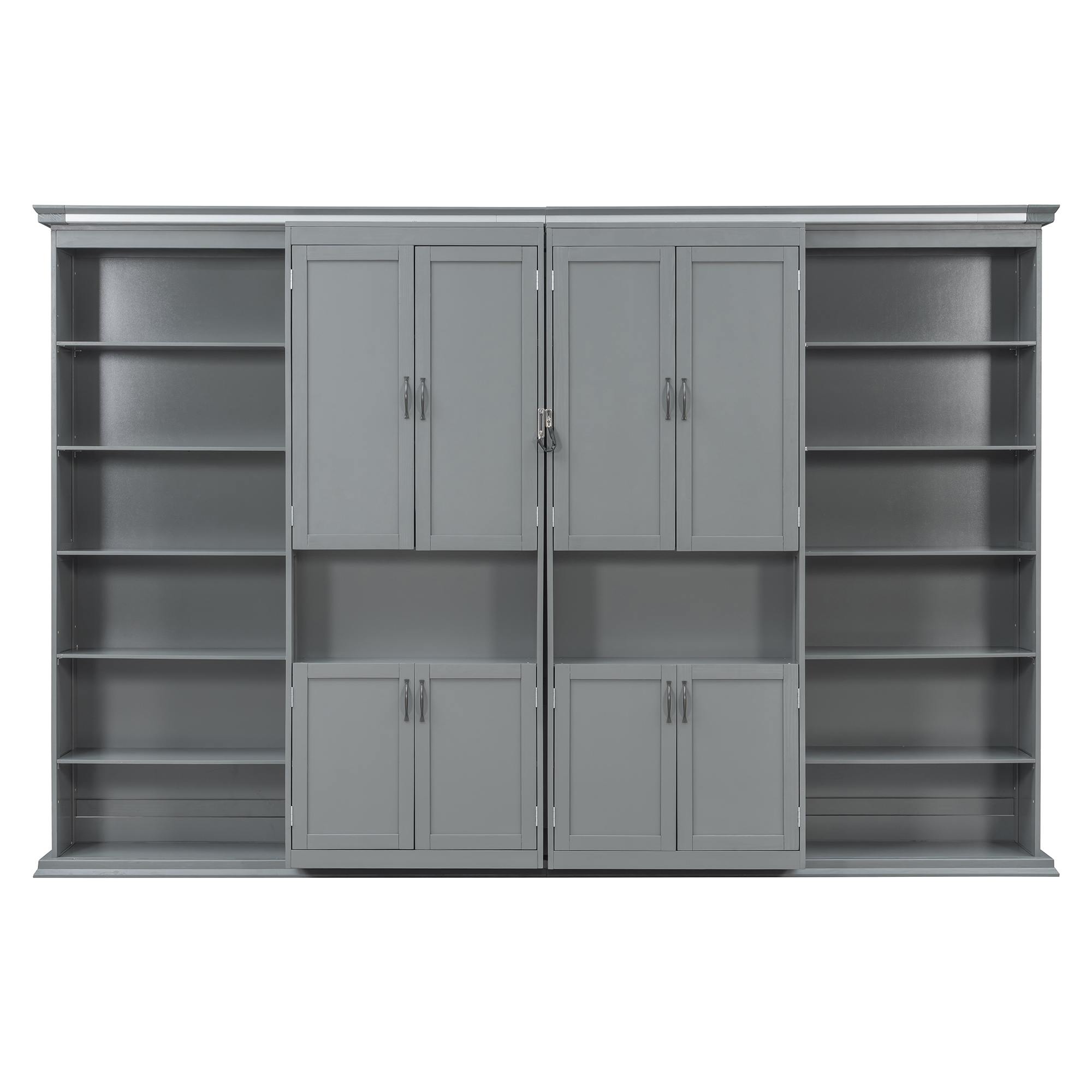 Queen-size Murphy Bed with Dual Sliding Storage Cabinets