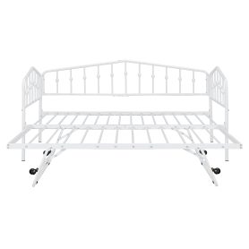 Twin Size Stylish Metal Daybed with Twin Size Adjustable Trundle