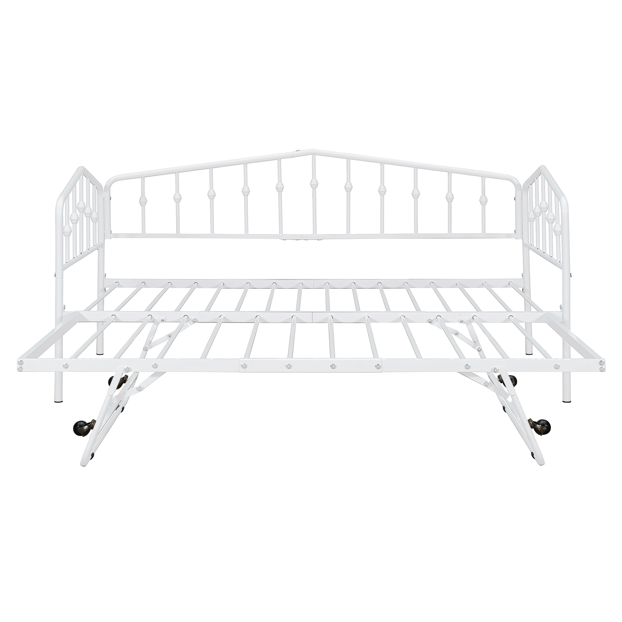 Twin Size Stylish Metal Daybed with Twin Size Adjustable Trundle