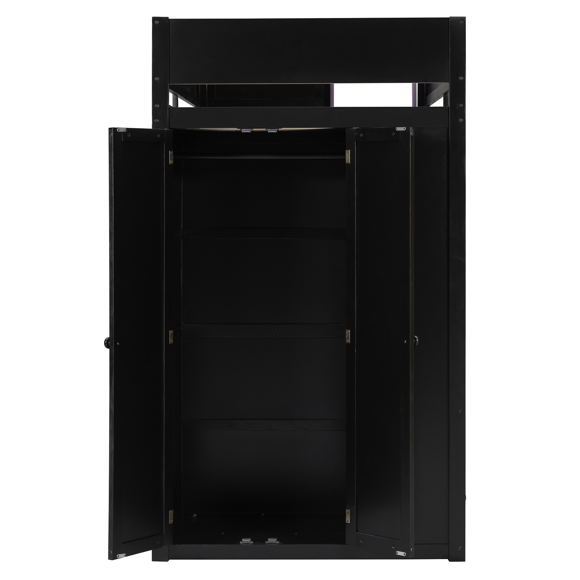 Twin Size Solid Wood Loft Bed with Desk, Storage Cabinet and Wardrobe