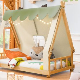 Twin Size House Bed with Tent and Light