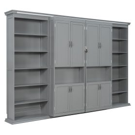 Queen-size Murphy Bed with Dual Sliding Storage Cabinets