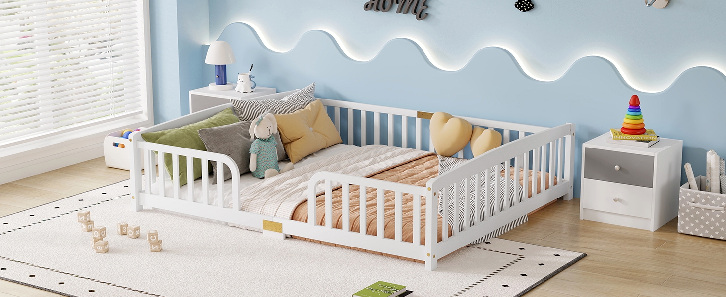 Queen Size Floor Fence Bed with Central Entrance