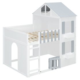Modern Playful Design Full Over Full House Bunk Bed