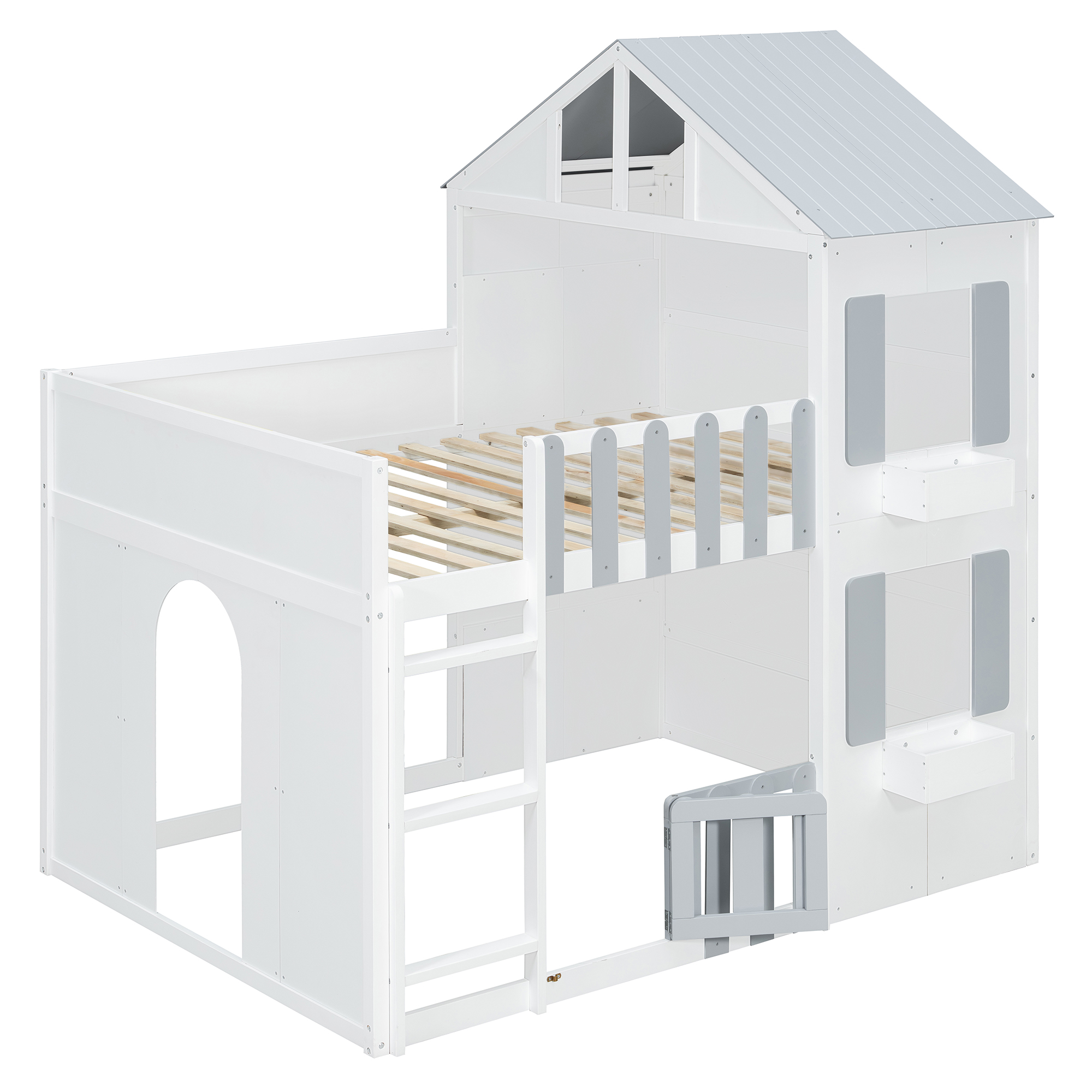 Modern Playful Design Full Over Full House Bunk Bed