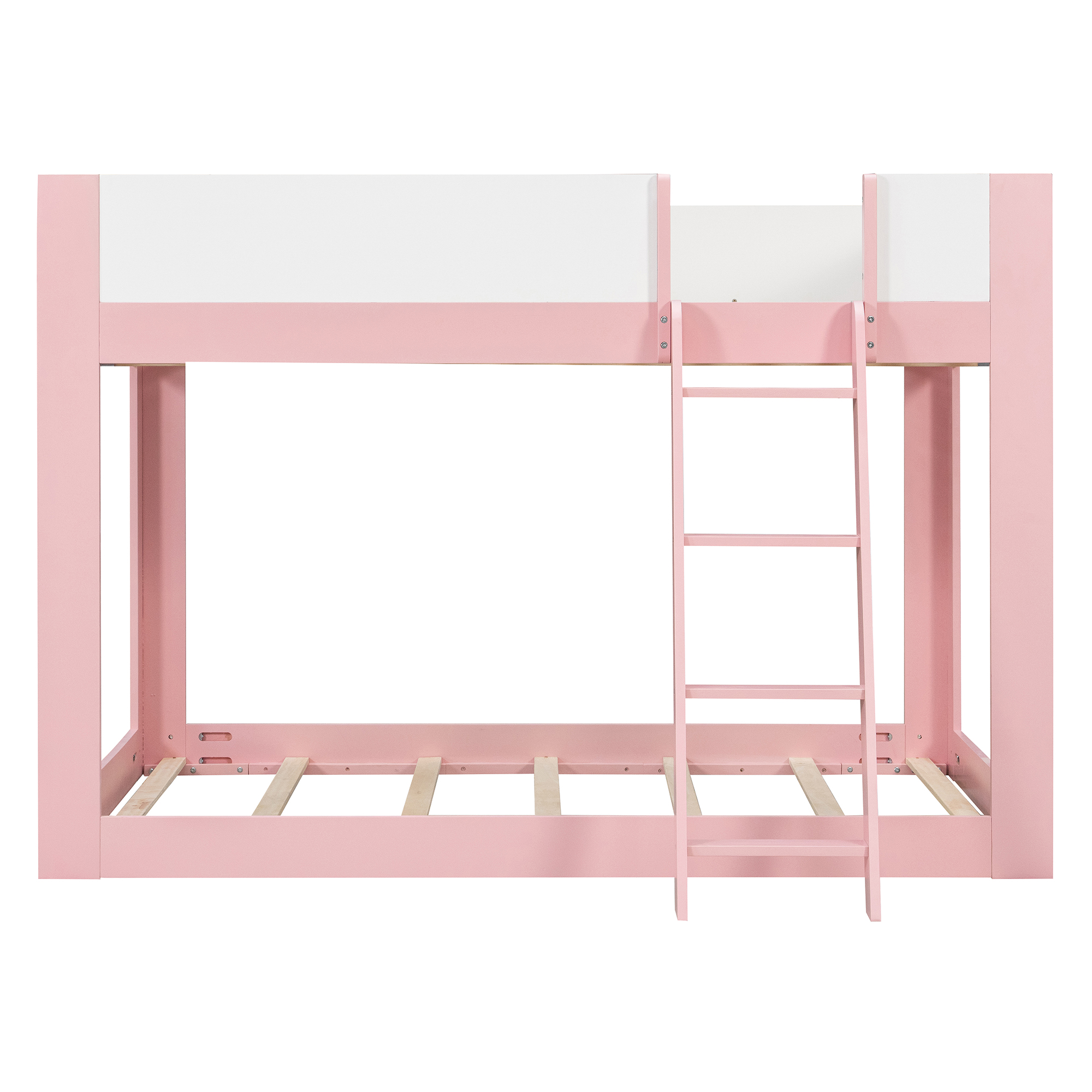 Full Size Low Convertible Bunk Bed With Reversible Ladder And Safety Guardrails