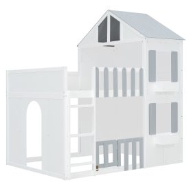Modern Playful Design Full Over Full House Bunk Bed