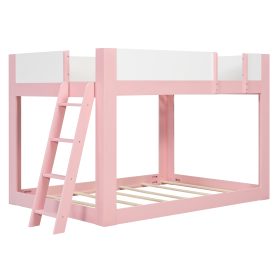Full Size Low Convertible Bunk Bed With Reversible Ladder And Safety Guardrails