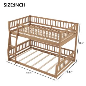 Full XL over Queen Bunk Bed with Ladder and Guardrail