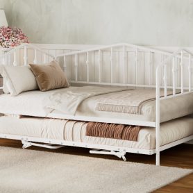 Twin Size Stylish Metal Daybed with Twin Size Adjustable Trundle