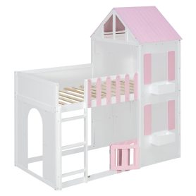 Modern Playful Design Twin Over Twin House Bunk Bed