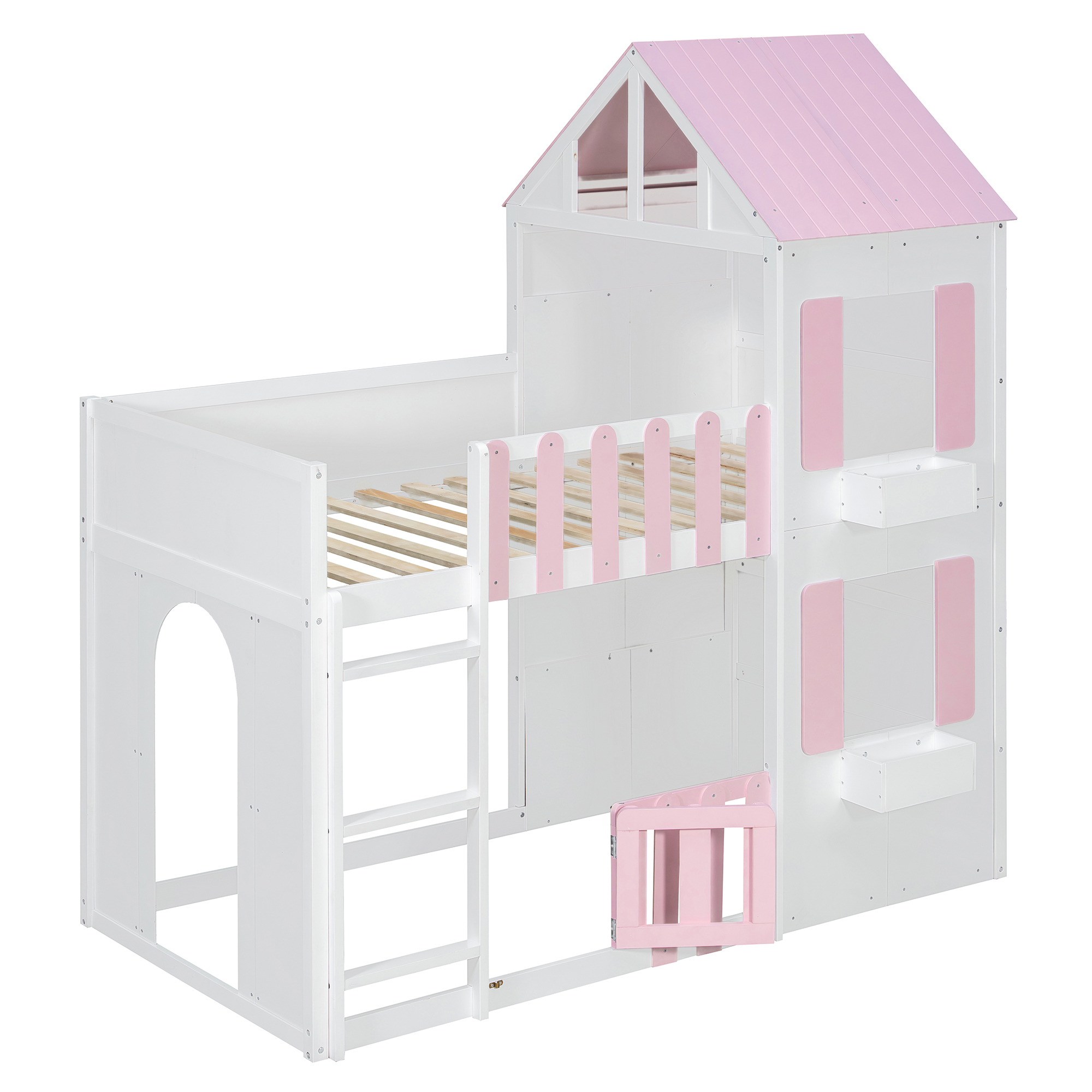 Modern Playful Design Twin Over Twin House Bunk Bed