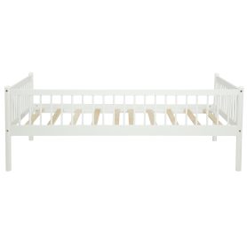 Twin Pine Wood Daybed With 3-Side Guardrails & 10 Support Slats