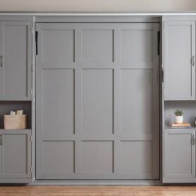 Queen-size Murphy Bed with Dual Sliding Storage Cabinets