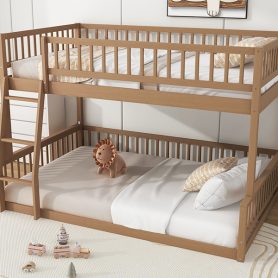 Full XL over Queen Bunk Bed with Ladder and Guardrail