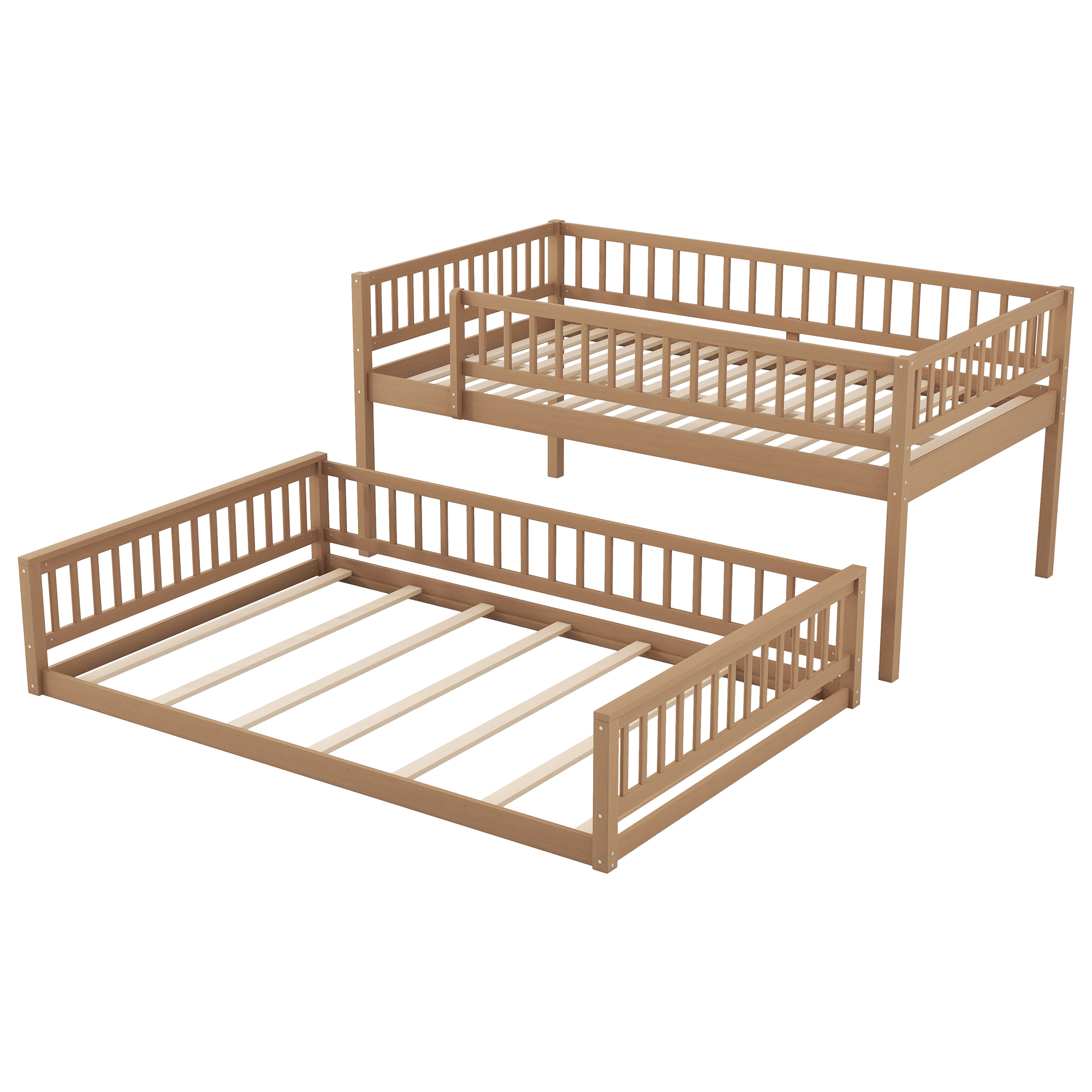 Full XL over Queen Bunk Bed with Ladder and Guardrail