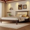 Queen Size Solid Wooden Bed with Rattan Headboard