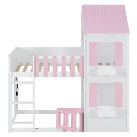 Modern Playful Design Twin Over Twin House Bunk Bed