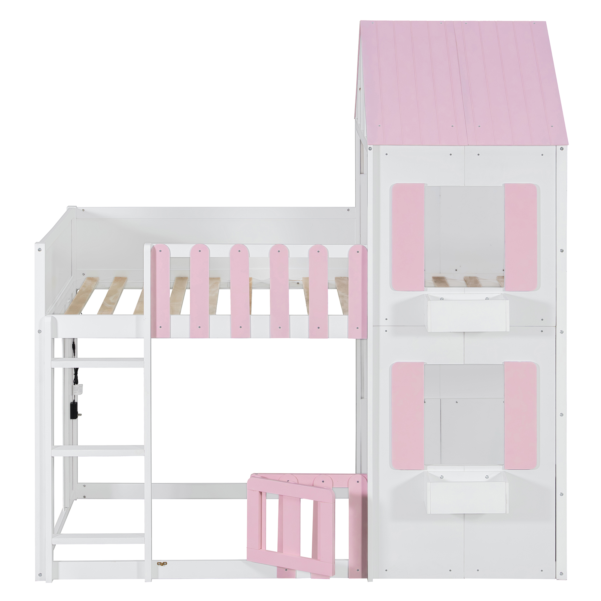 Modern Playful Design Twin Over Twin House Bunk Bed
