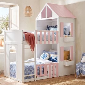 Modern Playful Design Twin Over Twin House Bunk Bed
