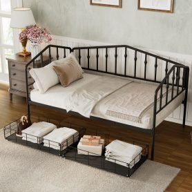 Twin Size Stylish Metal Daybed with 2 Drawers
