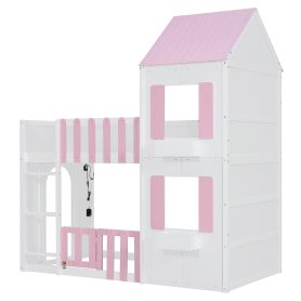 Modern Playful Design Twin Over Twin House Bunk Bed