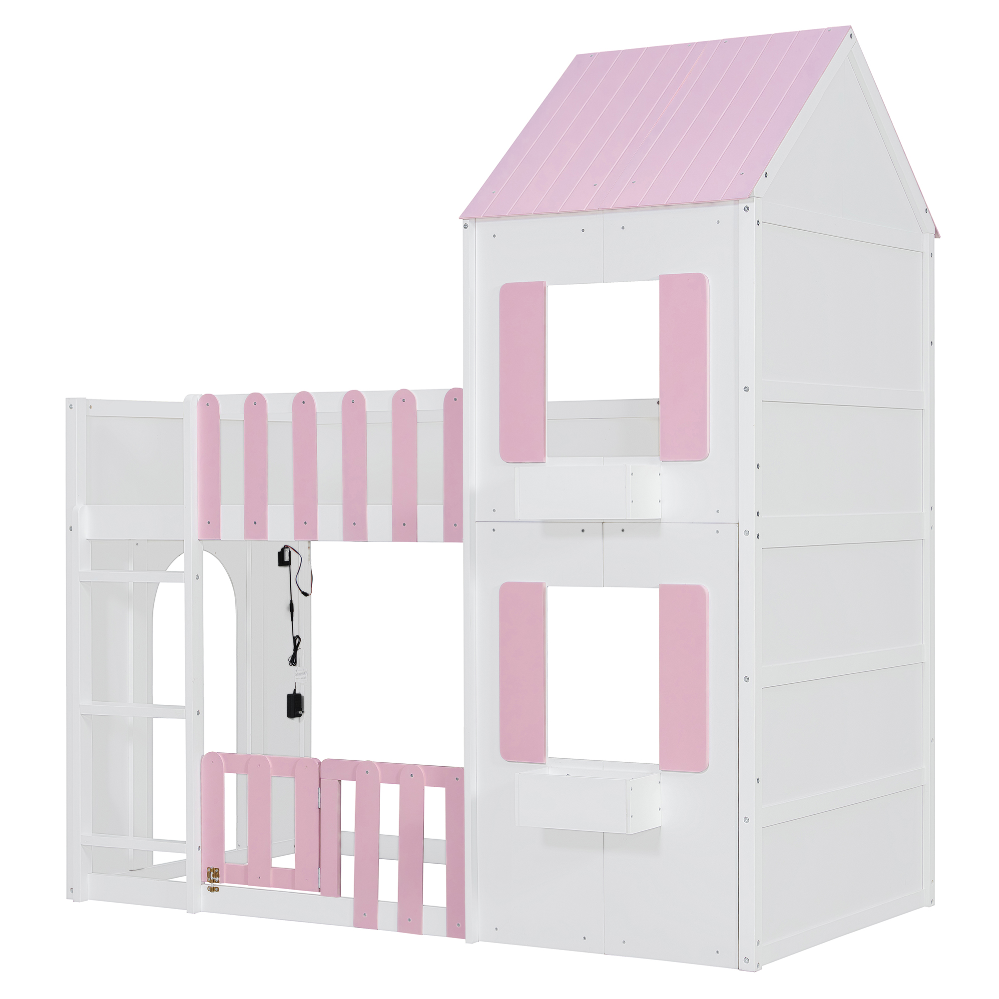 Modern Playful Design Twin Over Twin House Bunk Bed