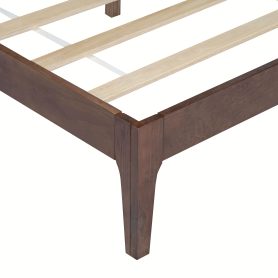 Queen Size Solid Wooden Bed with Rattan Headboard