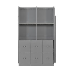 Twin Size Bunk Bed with Drawers, Shelves and Light