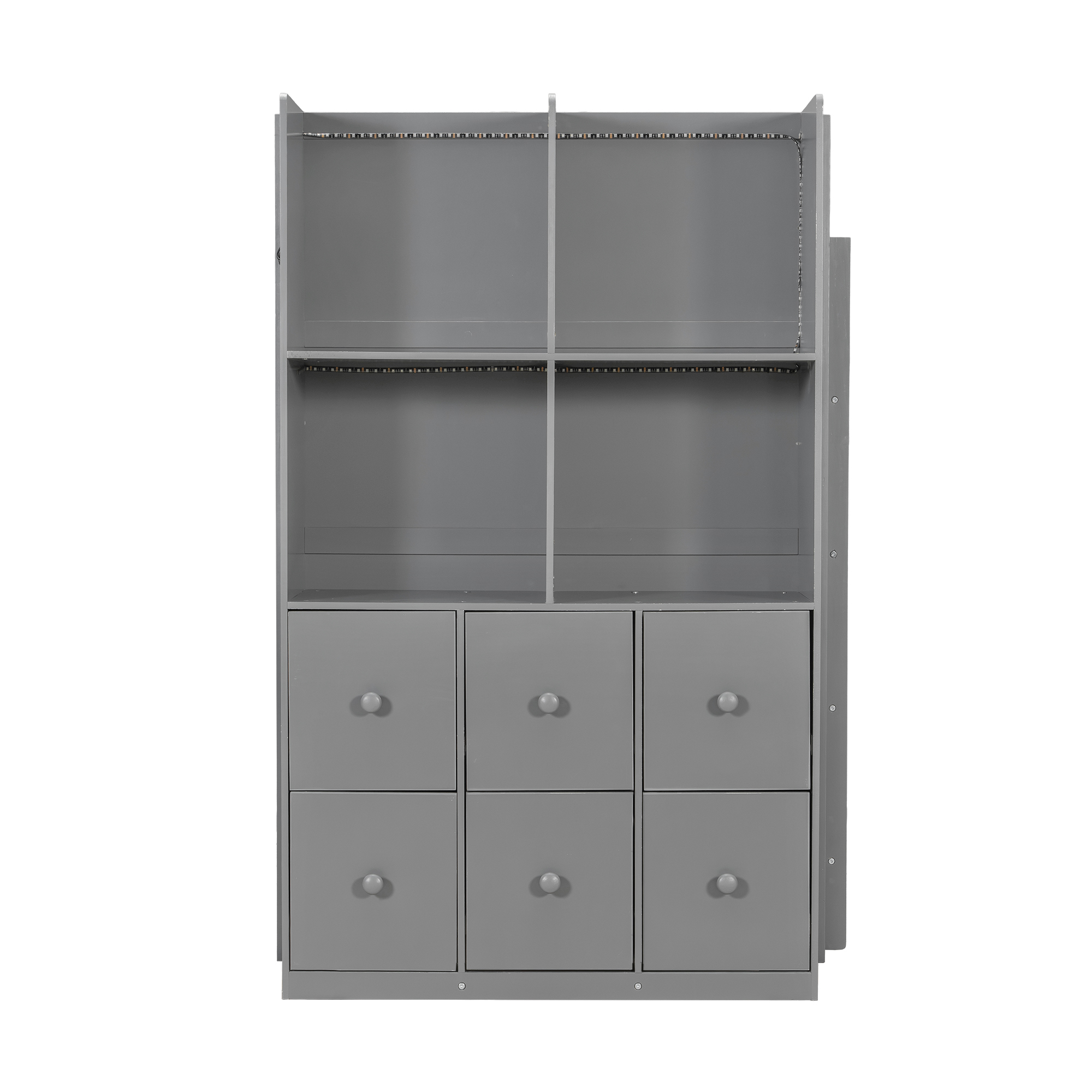 Twin Size Bunk Bed with Drawers, Shelves and Light