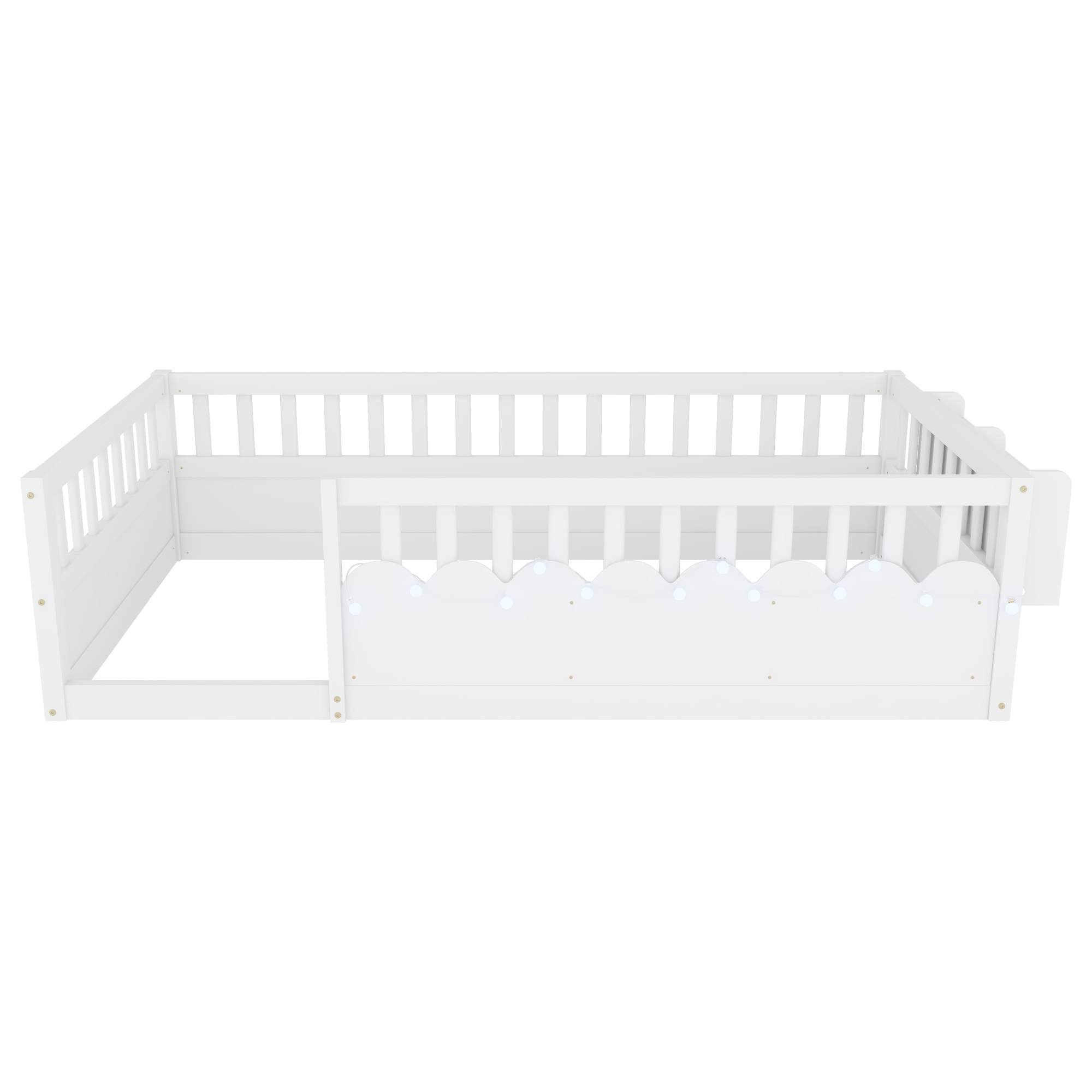 Twin Montessori Floor Bed Frame with High Rails