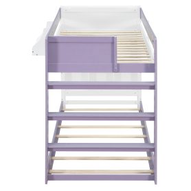 Twin Over Twin XL Bunk Bed with Storage Shelves & Guardrail Storage Basket