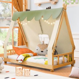 Twin Size House Bed with Tent and Light