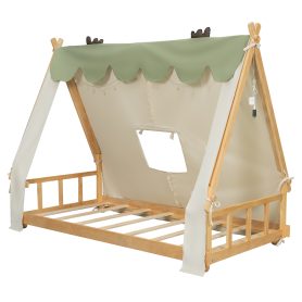 Twin Size House Bed with Tent and Light