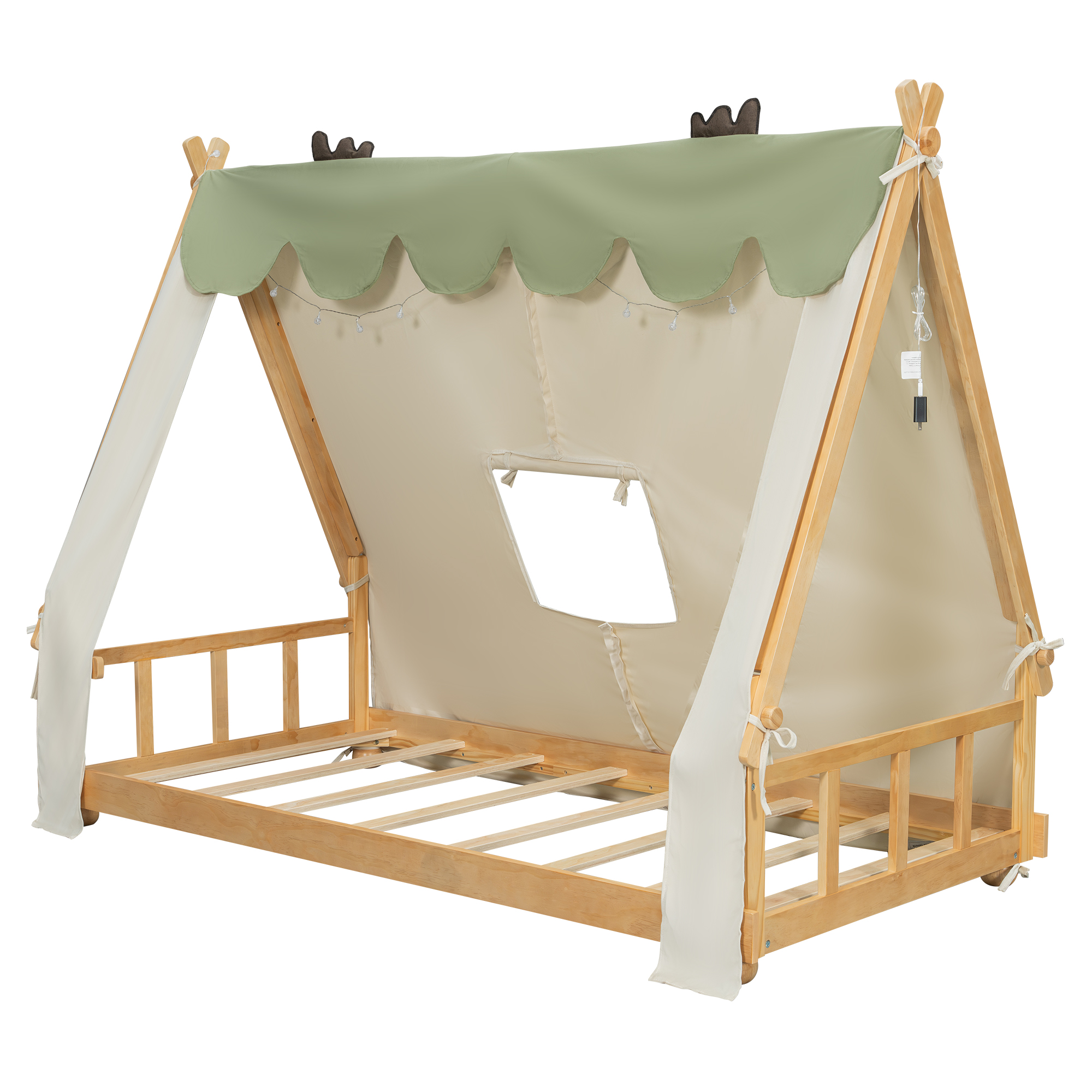 Twin Size House Bed with Tent and Light