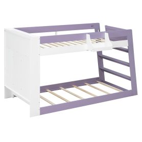 Twin Over Twin XL Bunk Bed with Storage Shelves & Guardrail Storage Basket