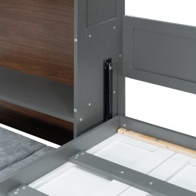 Twin Murphy Bed with Storage Cabinet, Open Shelving & USB Port, Large Sofa Front