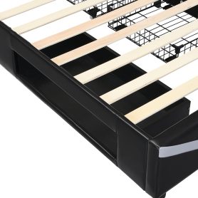 Twin Size Upholstered Gaming Bed Frame with LED Lights