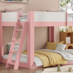 Full Size Low Convertible Bunk Bed With Reversible Ladder And Safety Guardrails